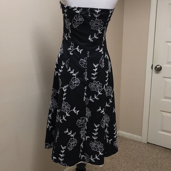WHBM black cotton sundress strapless full skirt 8 - Picture 4 of 6